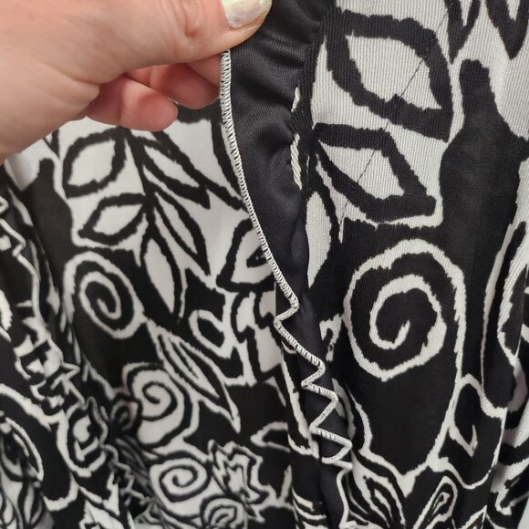 Picadilly Artsy Cardigan Womens Petite Medium Floral Slinky Open Ruffle BOHO - Picture 4 of 8